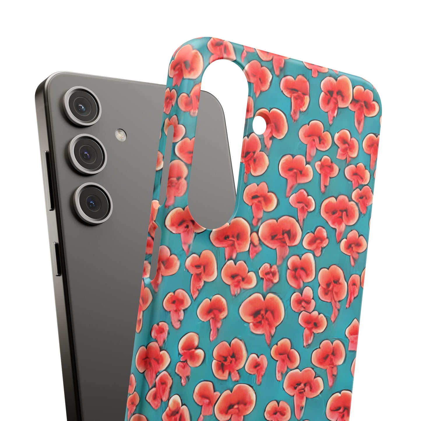 Coral & Teal Abstract Floral Snap Case