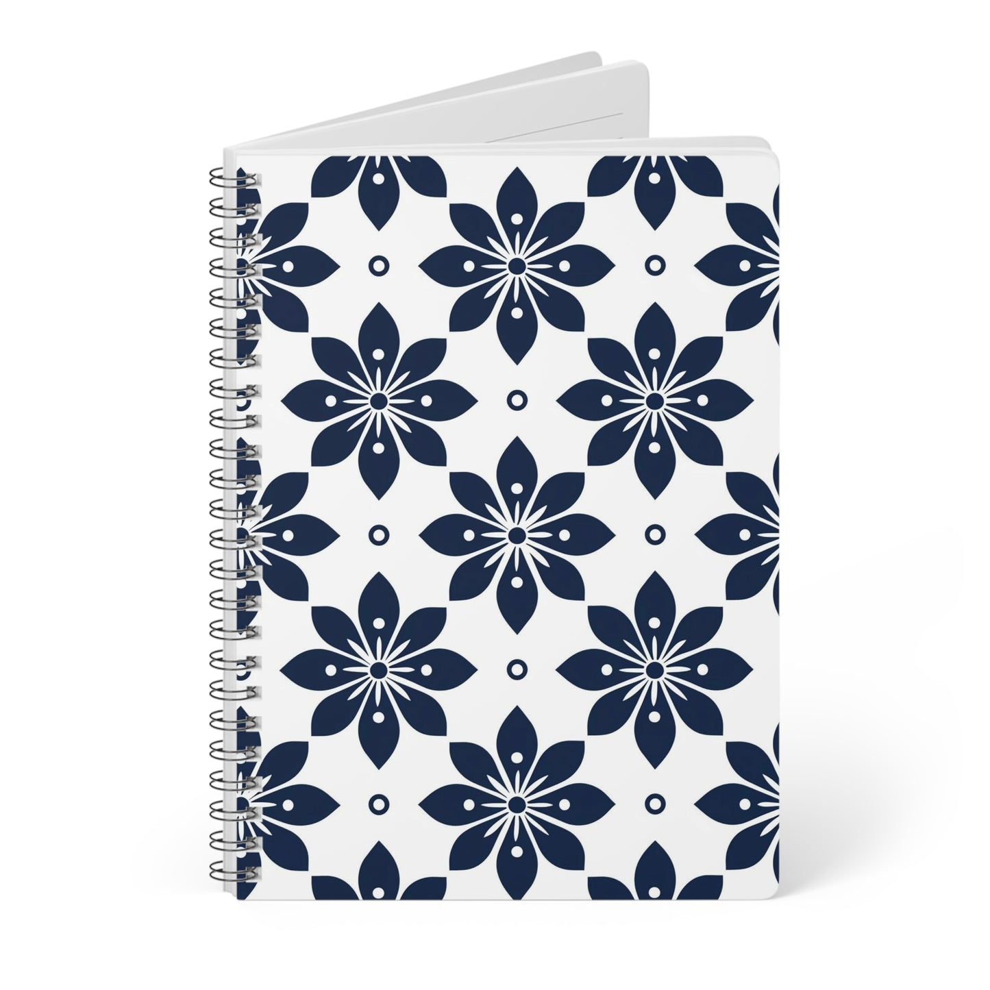 Azure Lattice - Floral Wirobound Notebook, A5