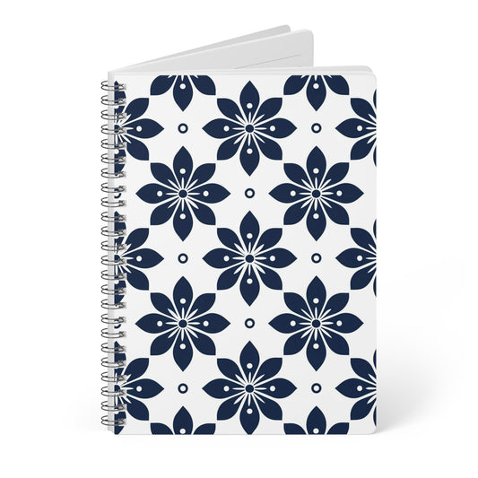 Azure Lattice - Floral Wirobound Notebook, A5