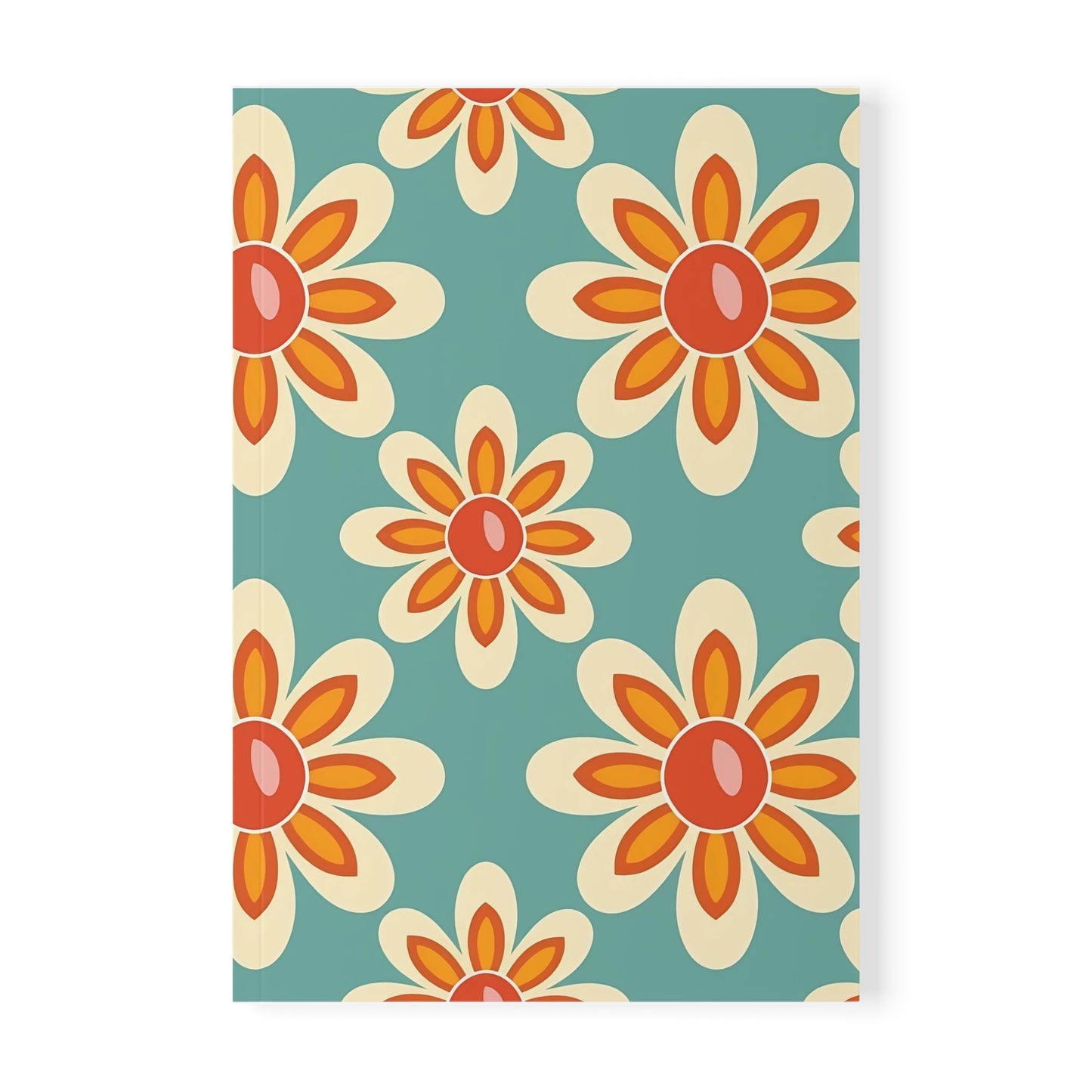 Retro-Notizbuch mit Blumenmuster, A5-Format, Softcover