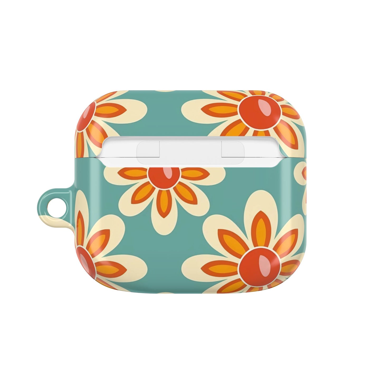 Retro Vintage Orange Turquoise Flower AirPod Cases