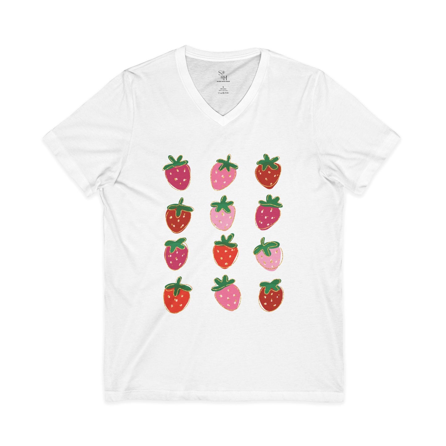 Berry Patch Print Unisex V-Neck Tee
