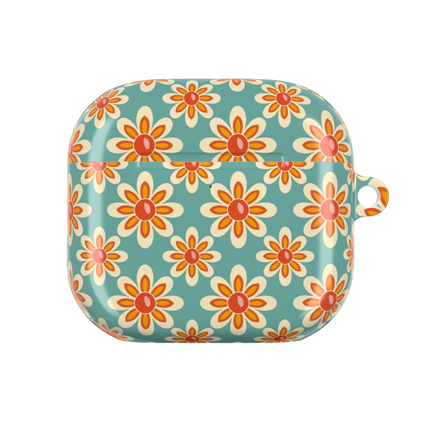 Retro Vintage Orange Turquoise Flower AirPod Cases