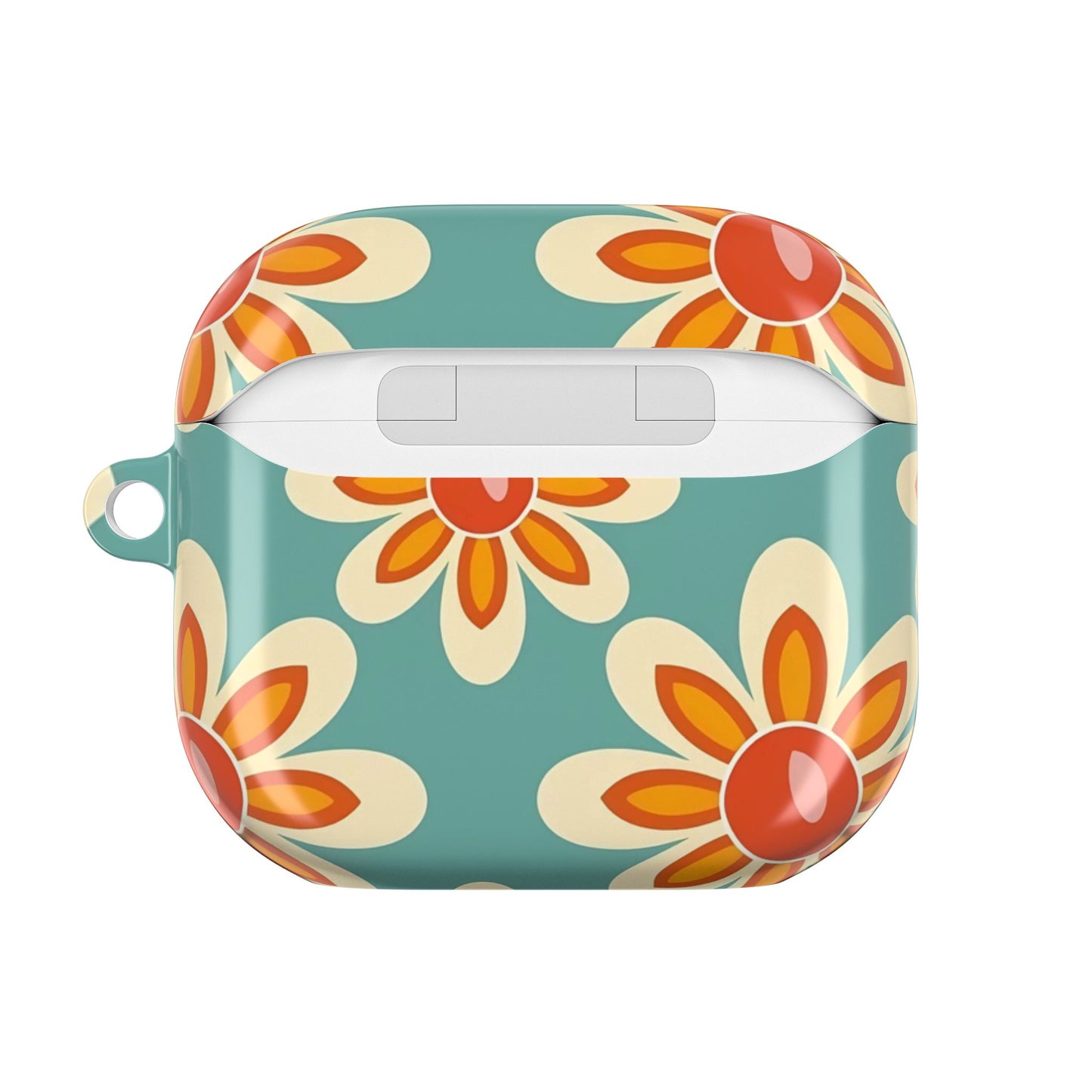 Retro Vintage Orange Turquoise Flower AirPod Cases