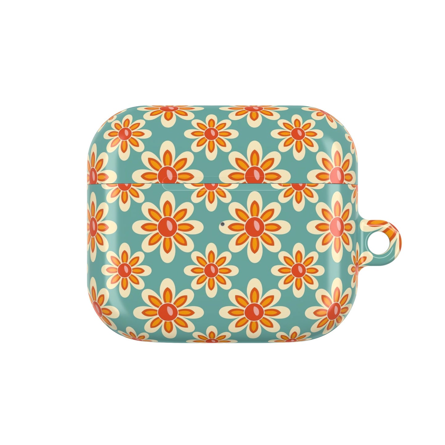 Retro Vintage Orange Turquoise Flower AirPod Cases