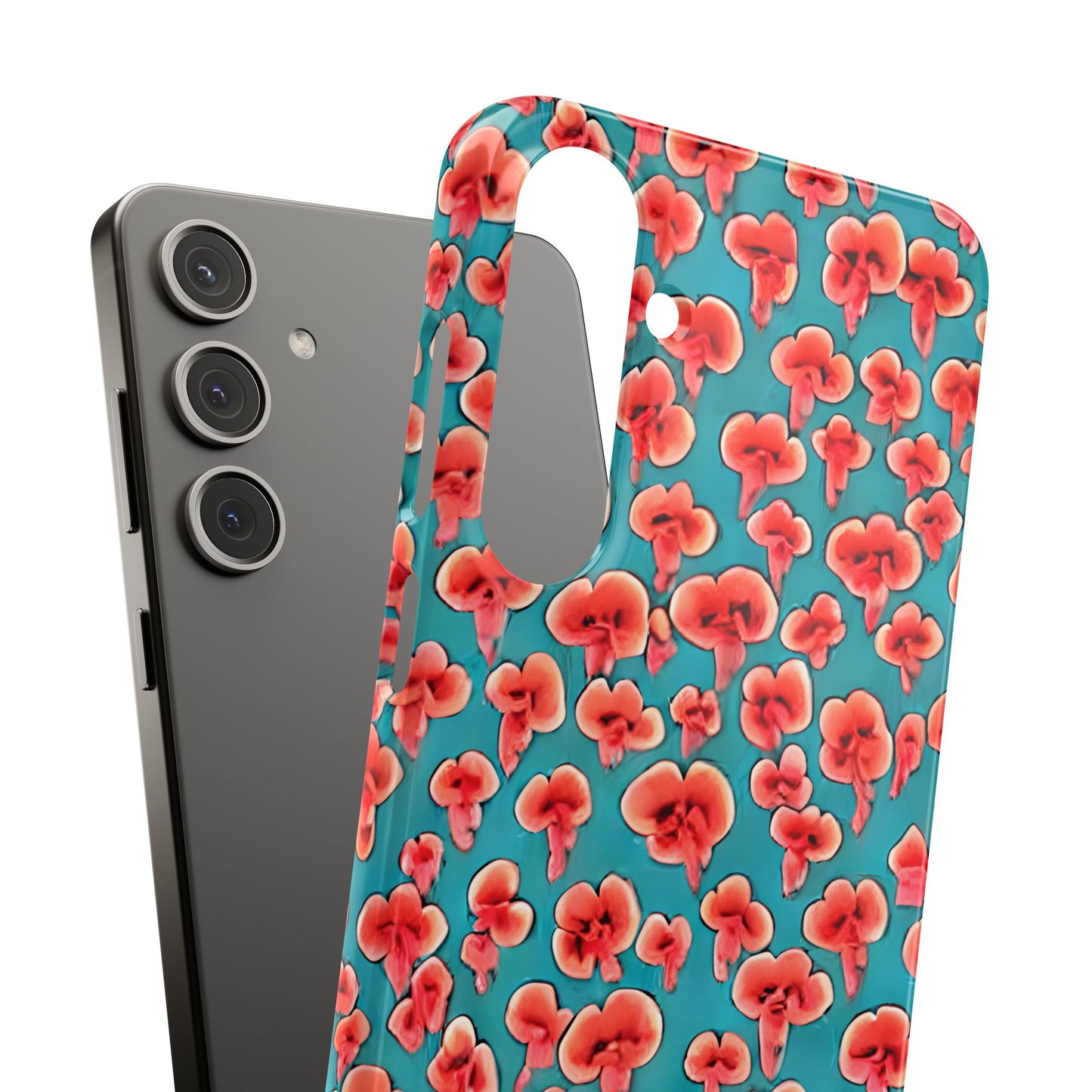 Coral & Teal Abstract Floral Snap Case
