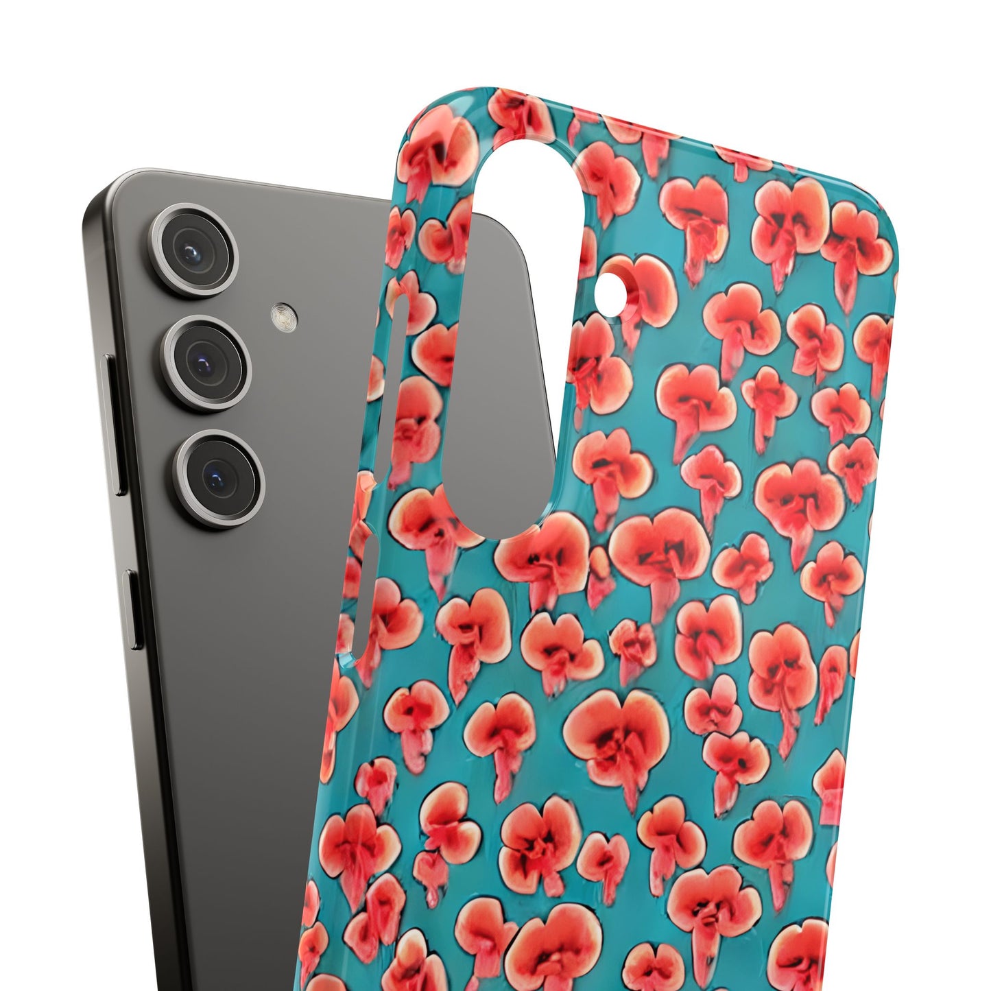 Coral & Teal Abstract Floral Snap Case
