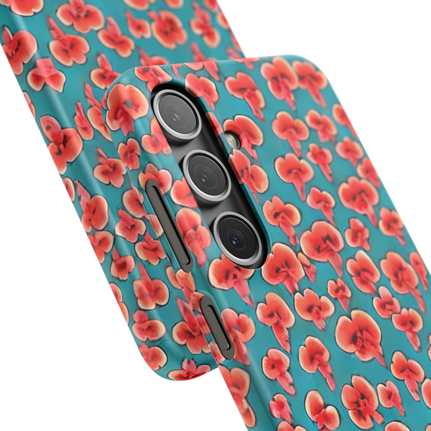 Coral & Teal Abstract Floral Snap Case
