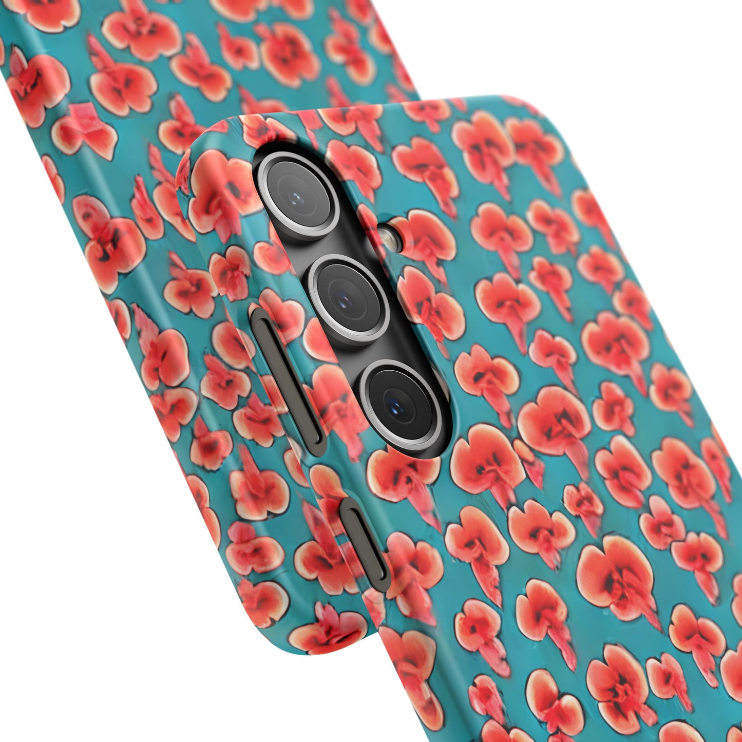 Coral & Teal Abstract Floral Snap Case