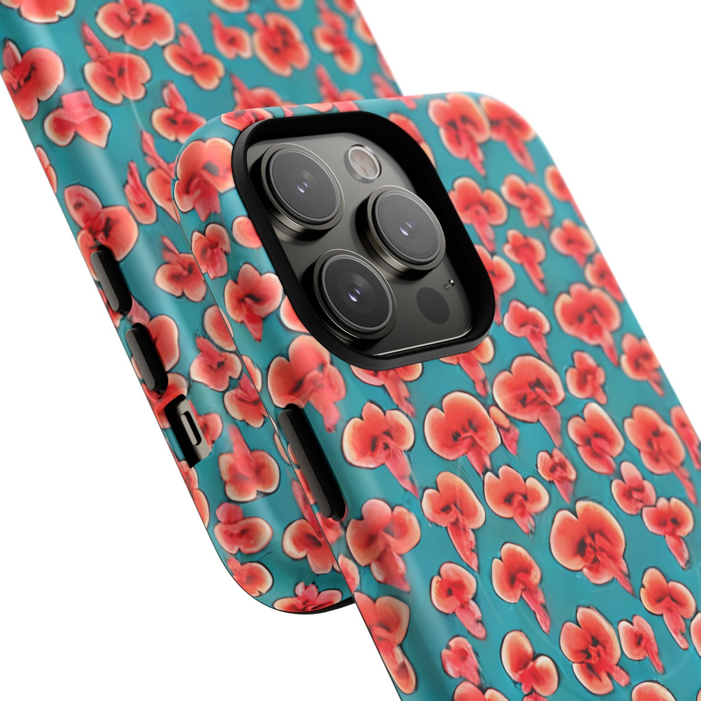 Coral & Teal Abstract Floral Tough Magnetic Case