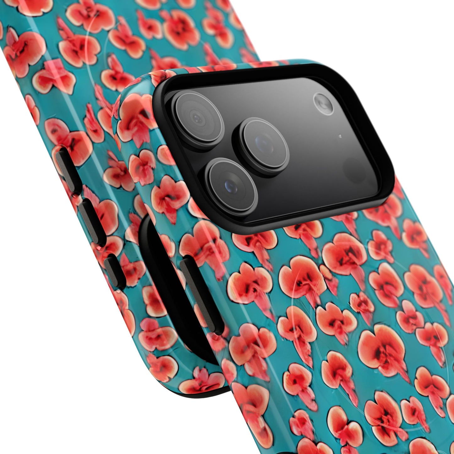 Coral & Teal Abstract Floral Tough Magnetic Case
