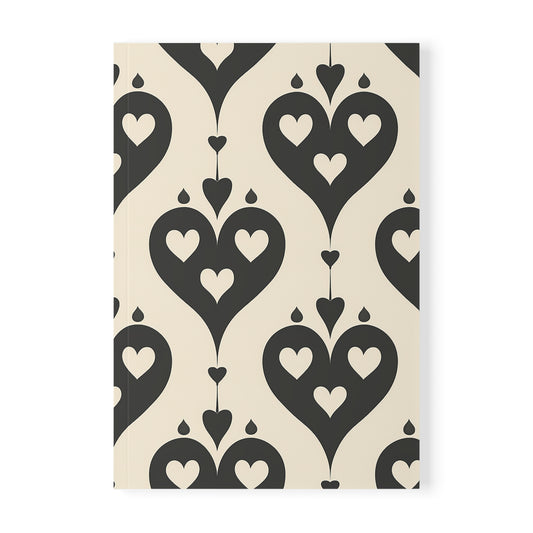 Neutral Verse - Heart Pattern Softcover Notebook, A5