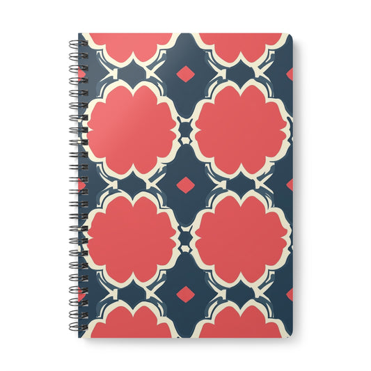 Scarlet Orbit Chic Floral Wirobound Notebook A5