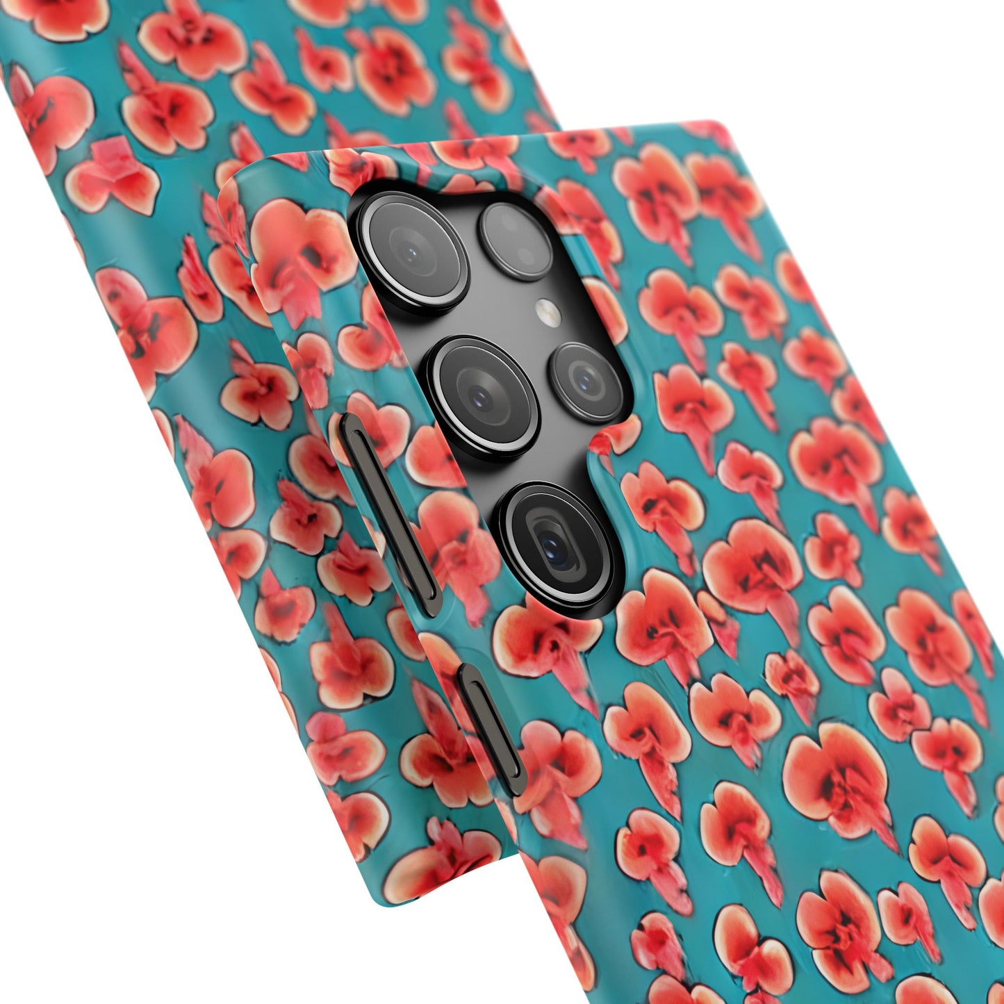 Coral & Teal Abstract Floral Snap Case