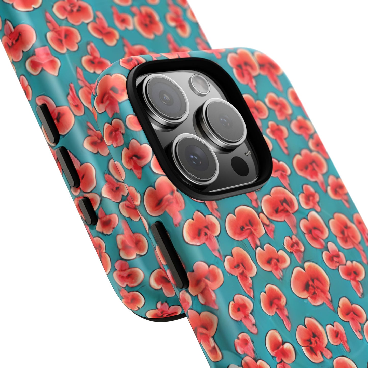 Coral & Teal Abstract Floral Tough Magnetic Case