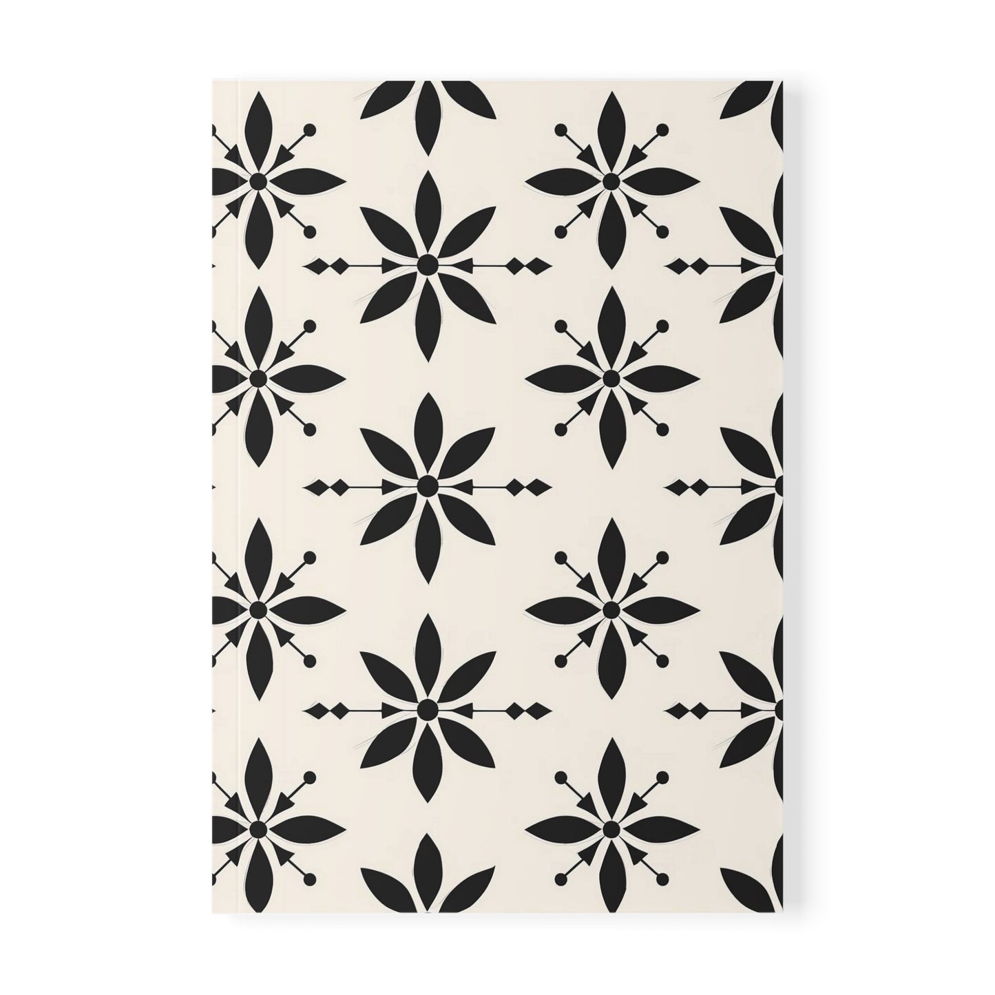 Cream & Black Floral Softcover Notebook, A5