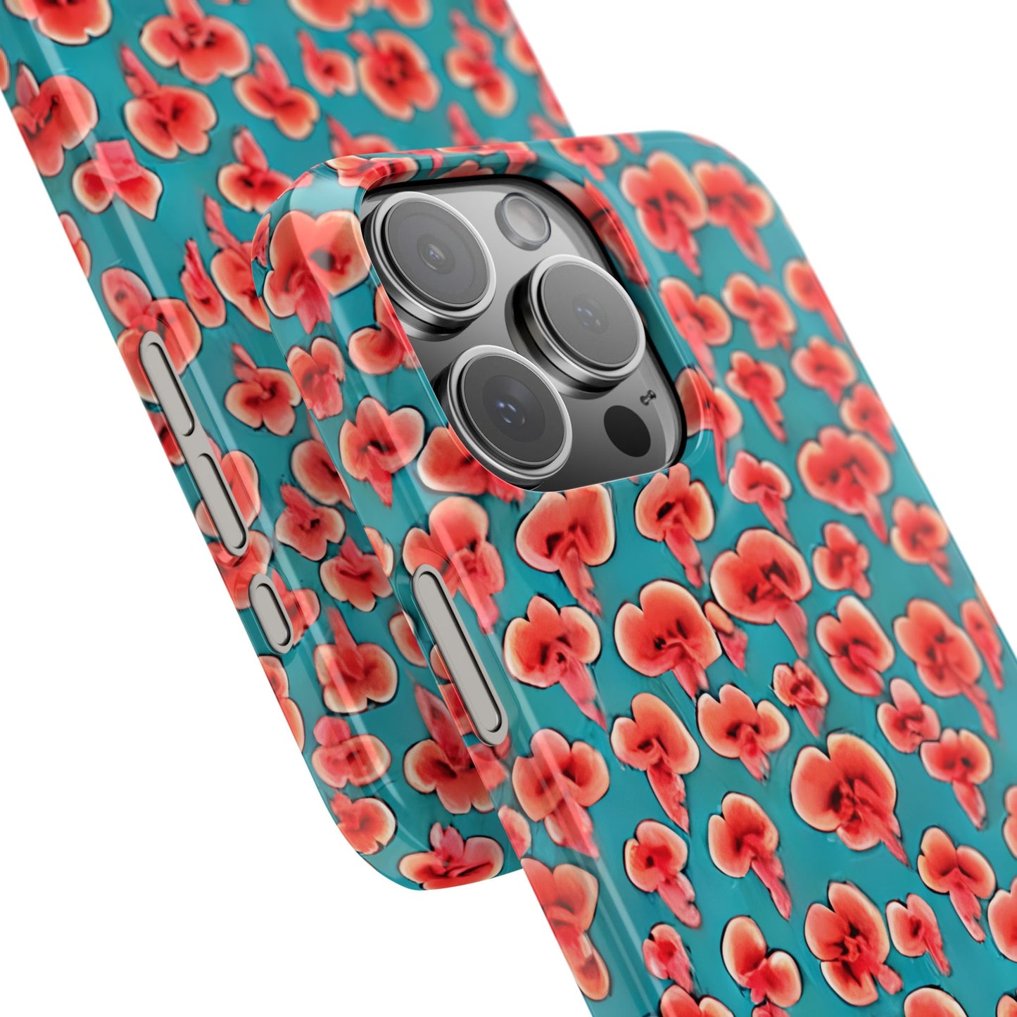Coral & Teal Abstract Floral Snap Case