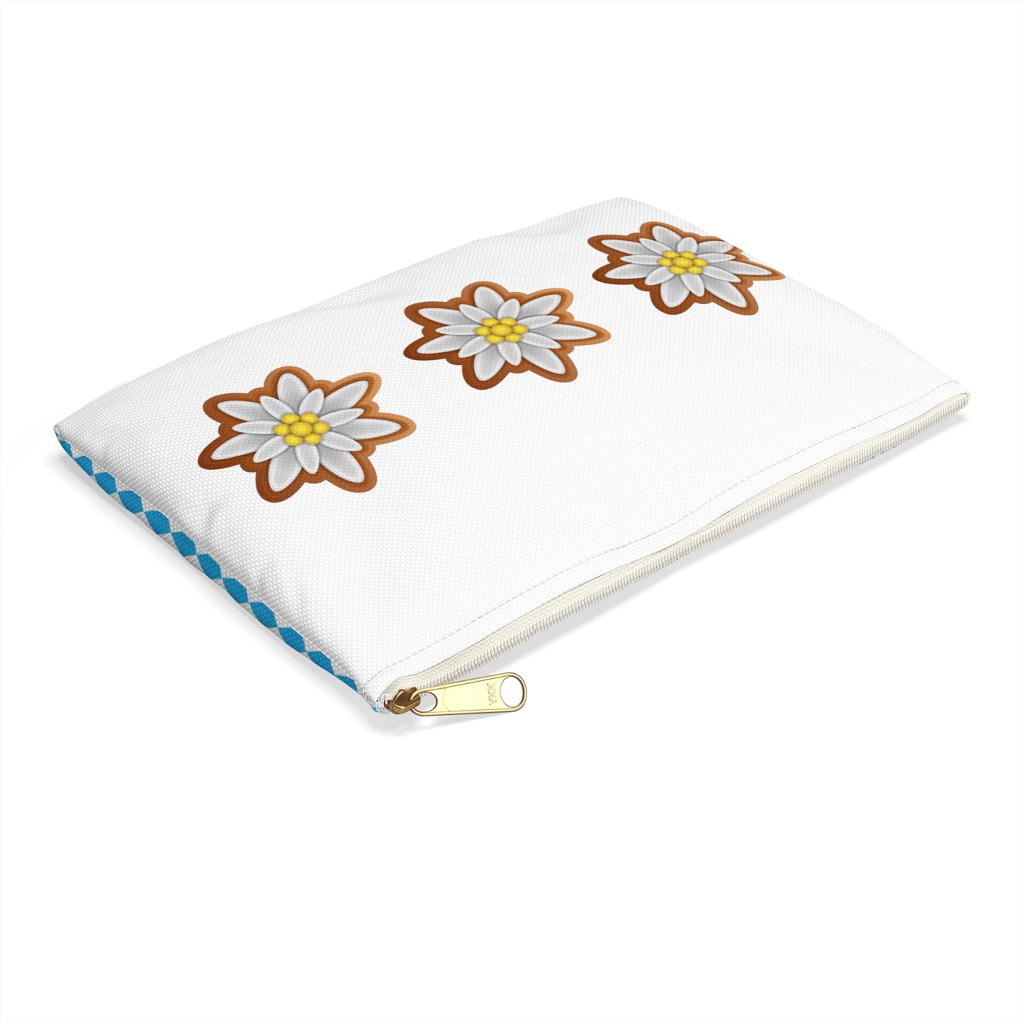 Edelweiss Flowers Accessory Pouch | Bavarian Diamond Pattern