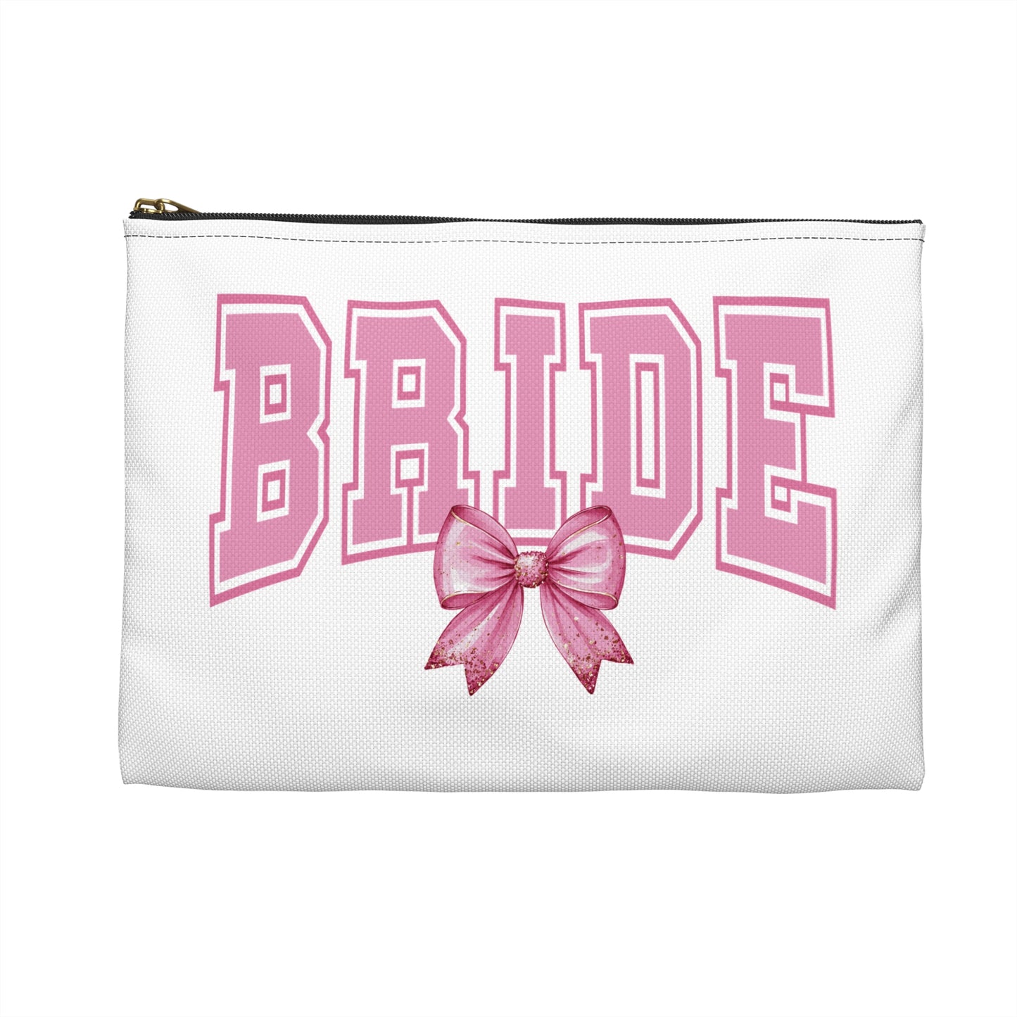 Bridal Accessory Pouch - Pink Hearts & Bride Design