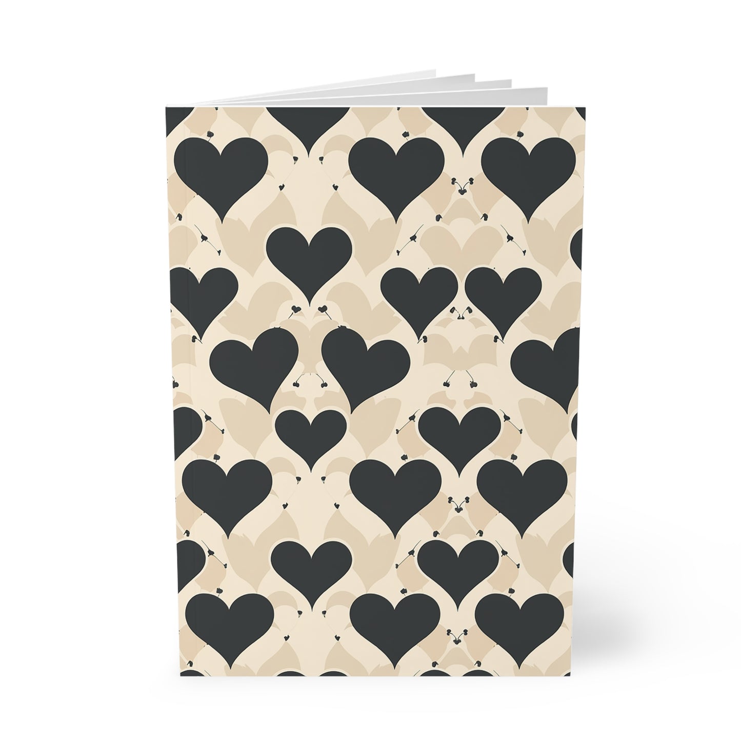 Prose in Taupe Chic Heart Pattern Notebook, A5 Softcover Journal