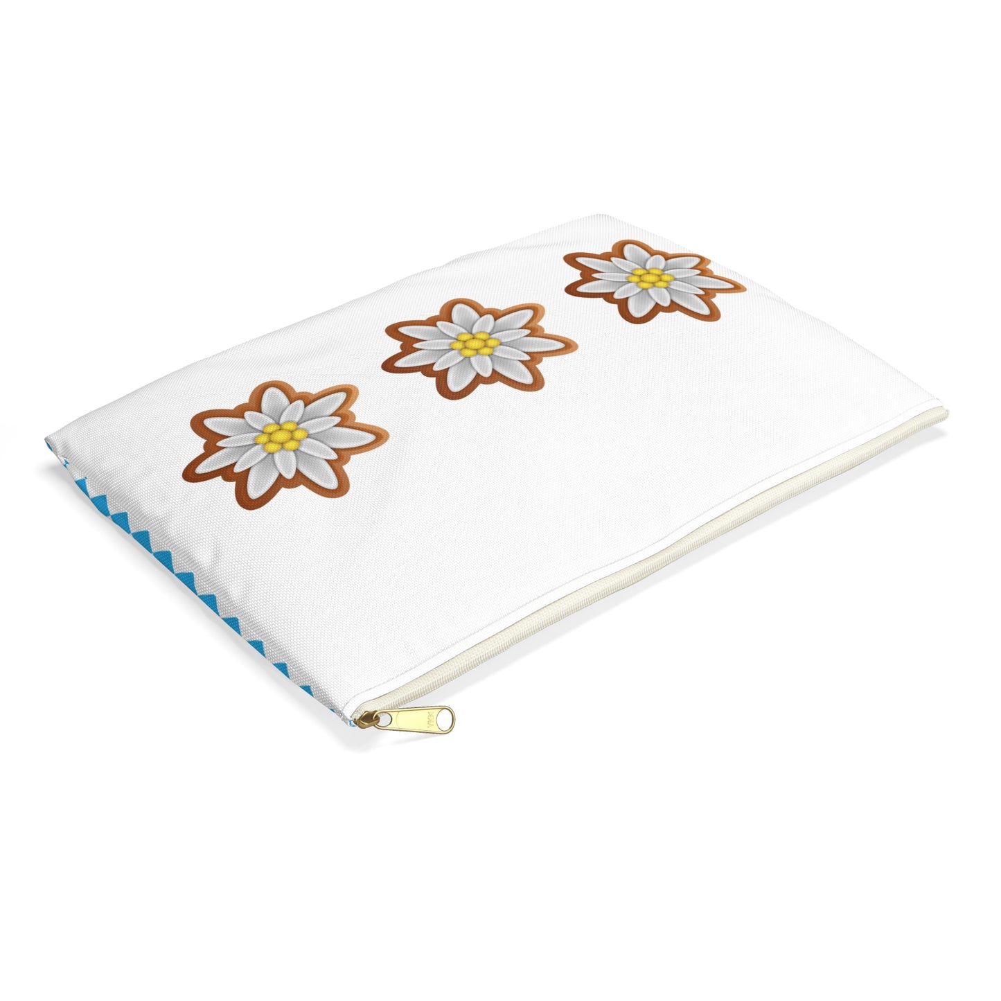 Edelweiss Flowers Accessory Pouch | Bavarian Diamond Pattern