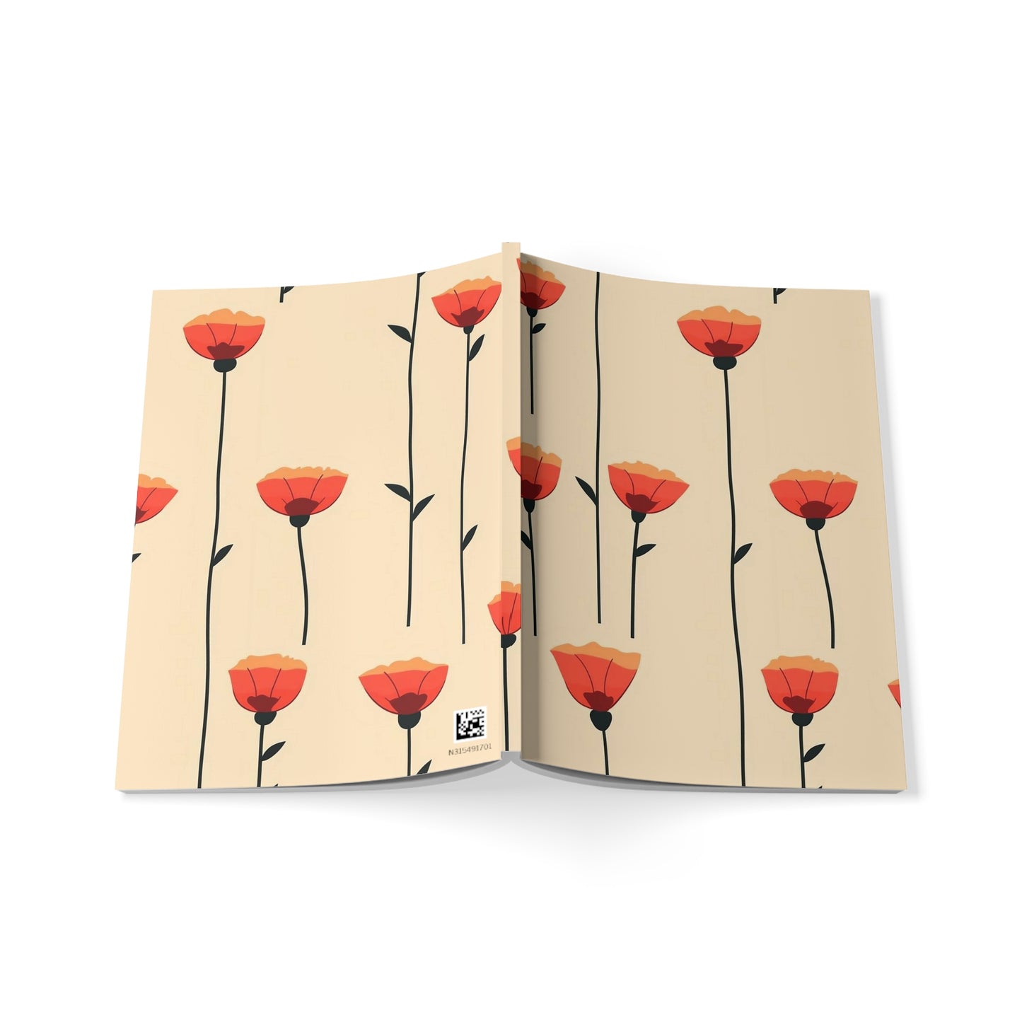 Notizbuch mit Mohnblumenmuster, Softcover, A5