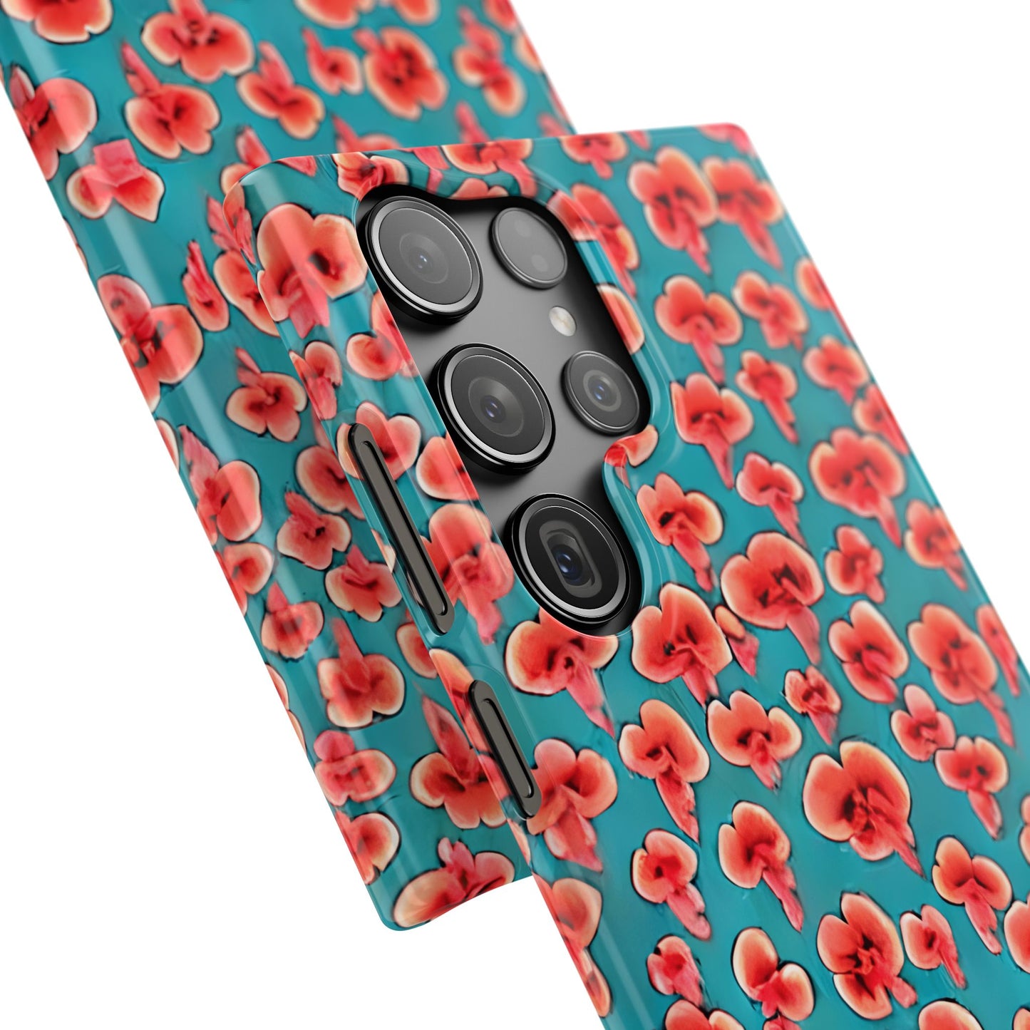 Coral & Teal Abstract Floral Snap Case