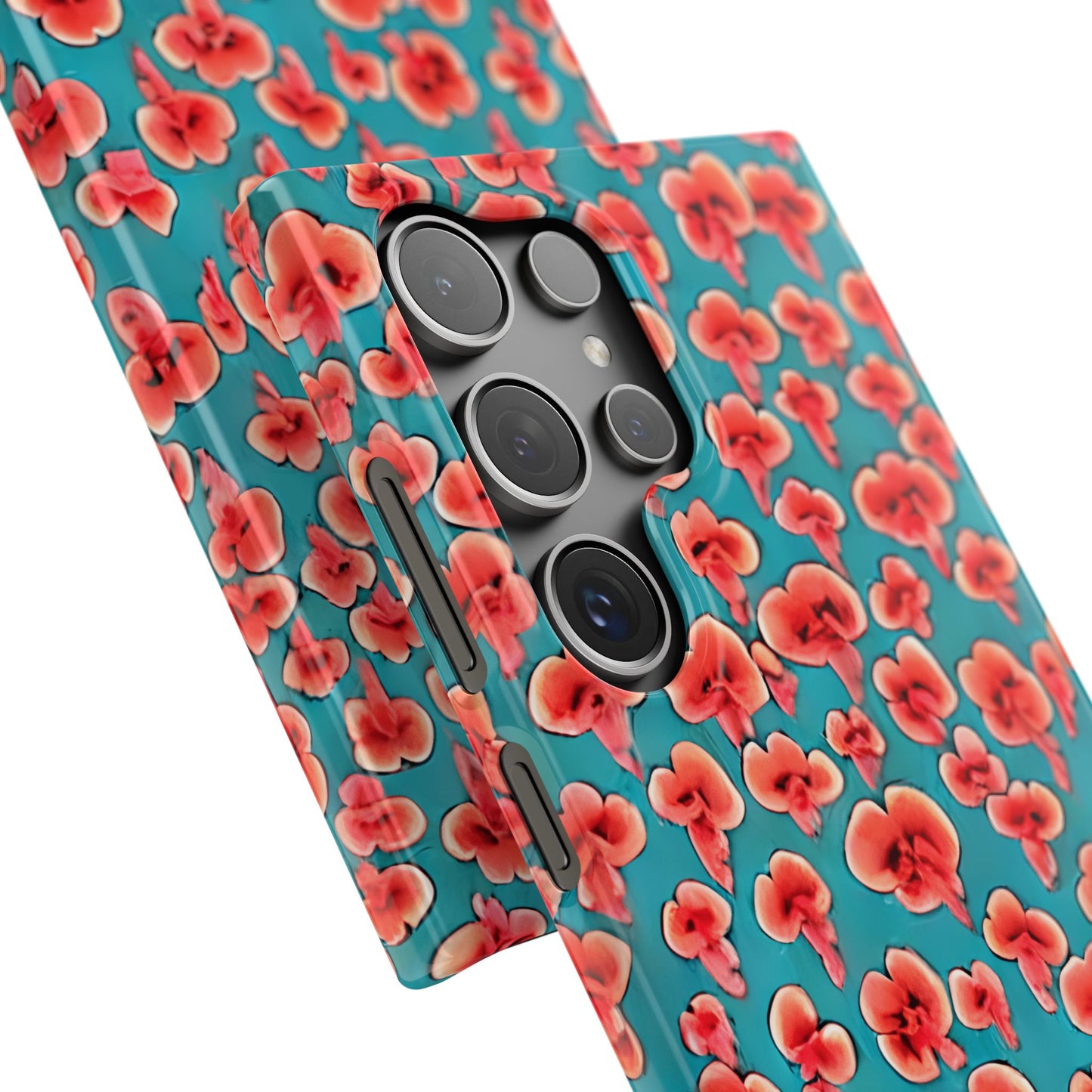 Coral & Teal Abstract Floral Snap Case