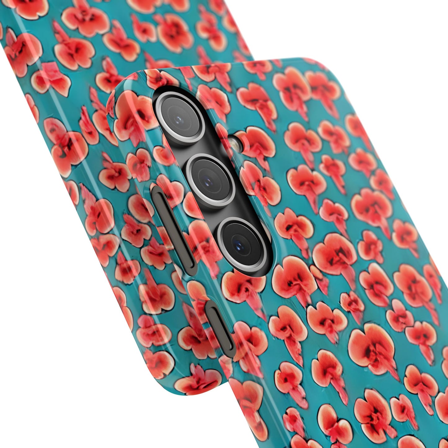 Coral & Teal Abstract Floral Snap Case