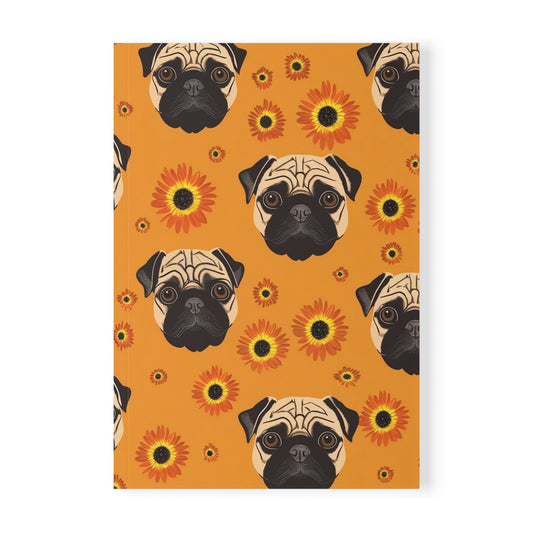 Pug Harvest - Cute Pug & Sunflower Notebook A5