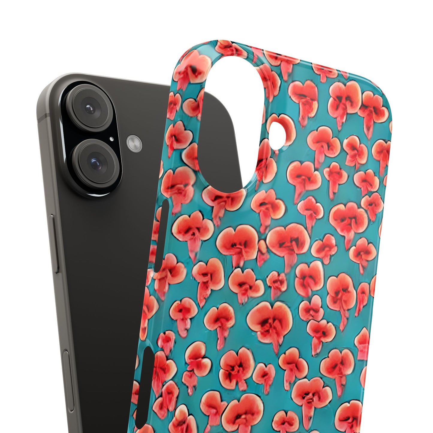 Coral & Teal Abstract Floral Snap Case