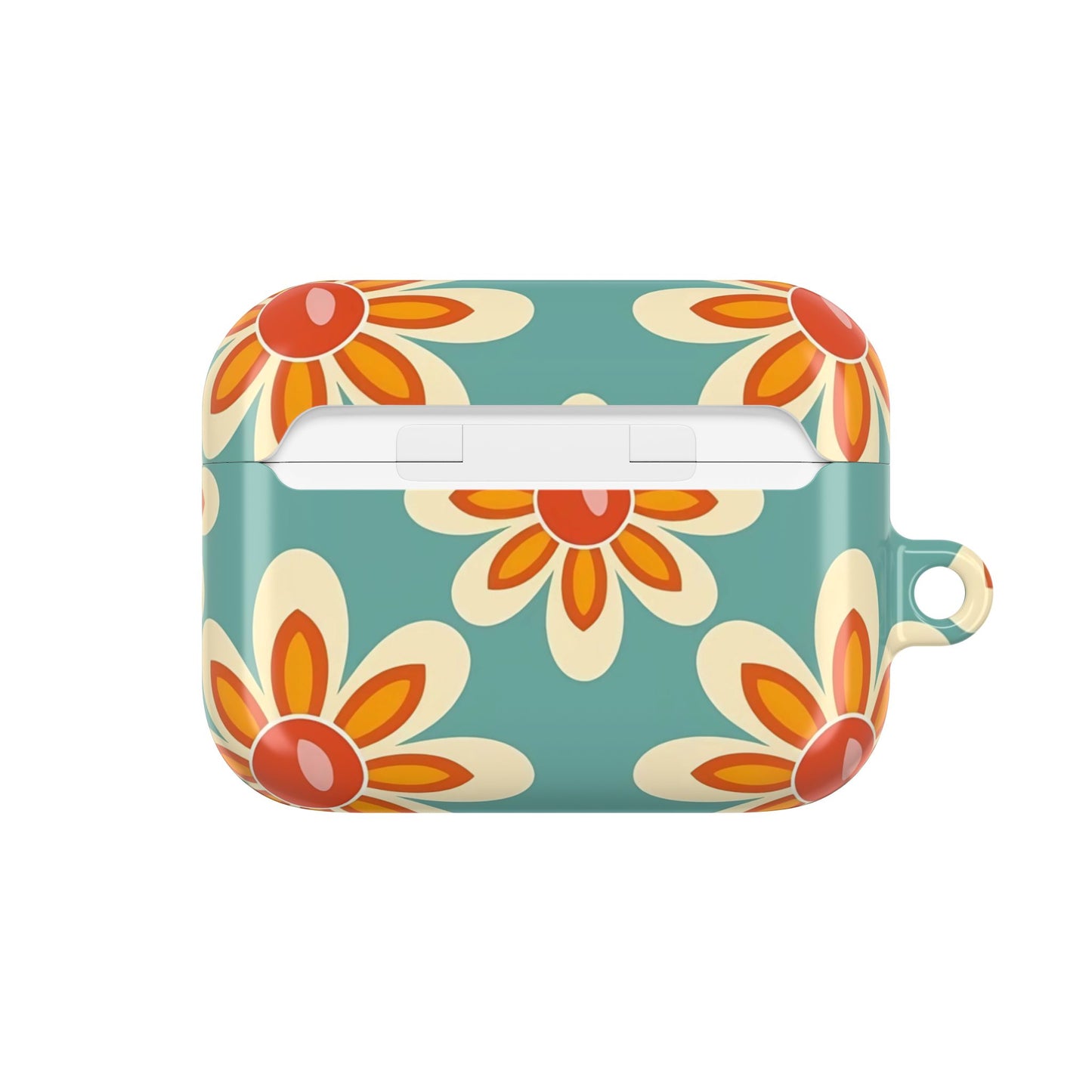 Retro Vintage Orange Turquoise Flower AirPod Cases