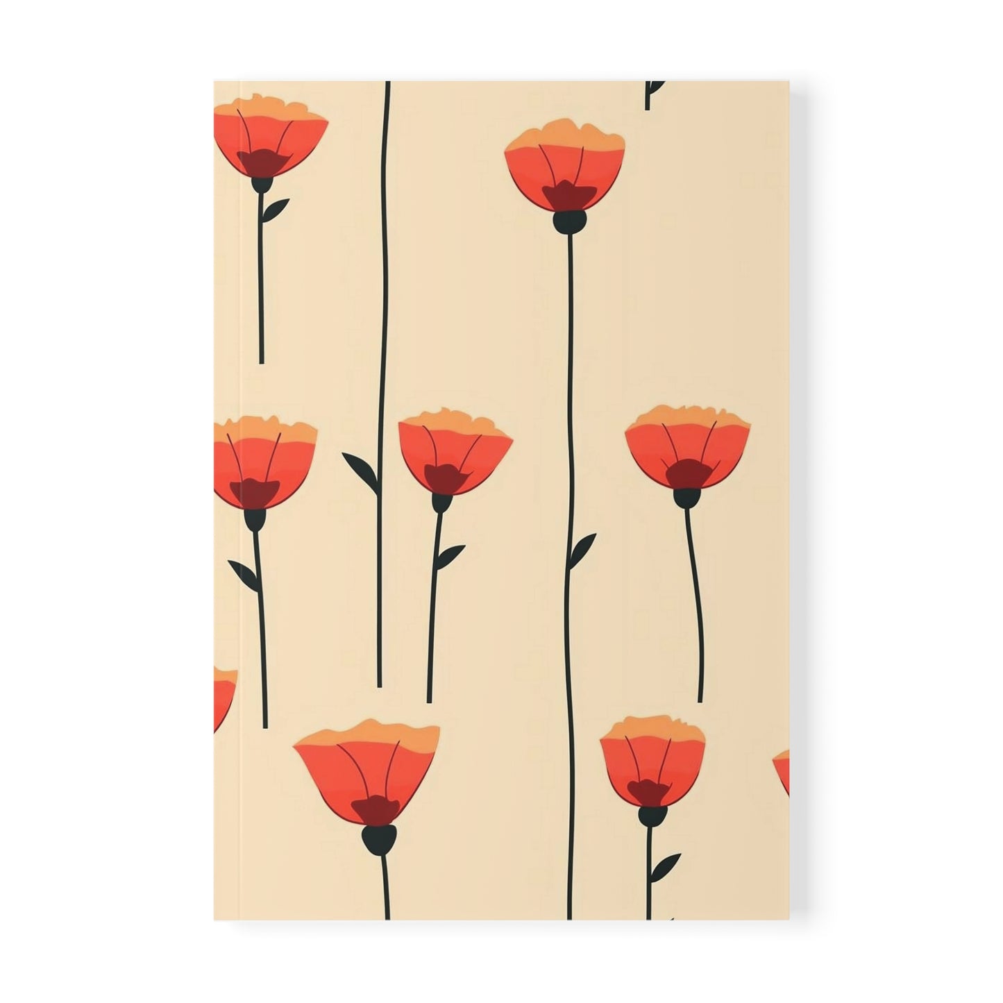 Notizbuch mit Mohnblumenmuster, Softcover, A5