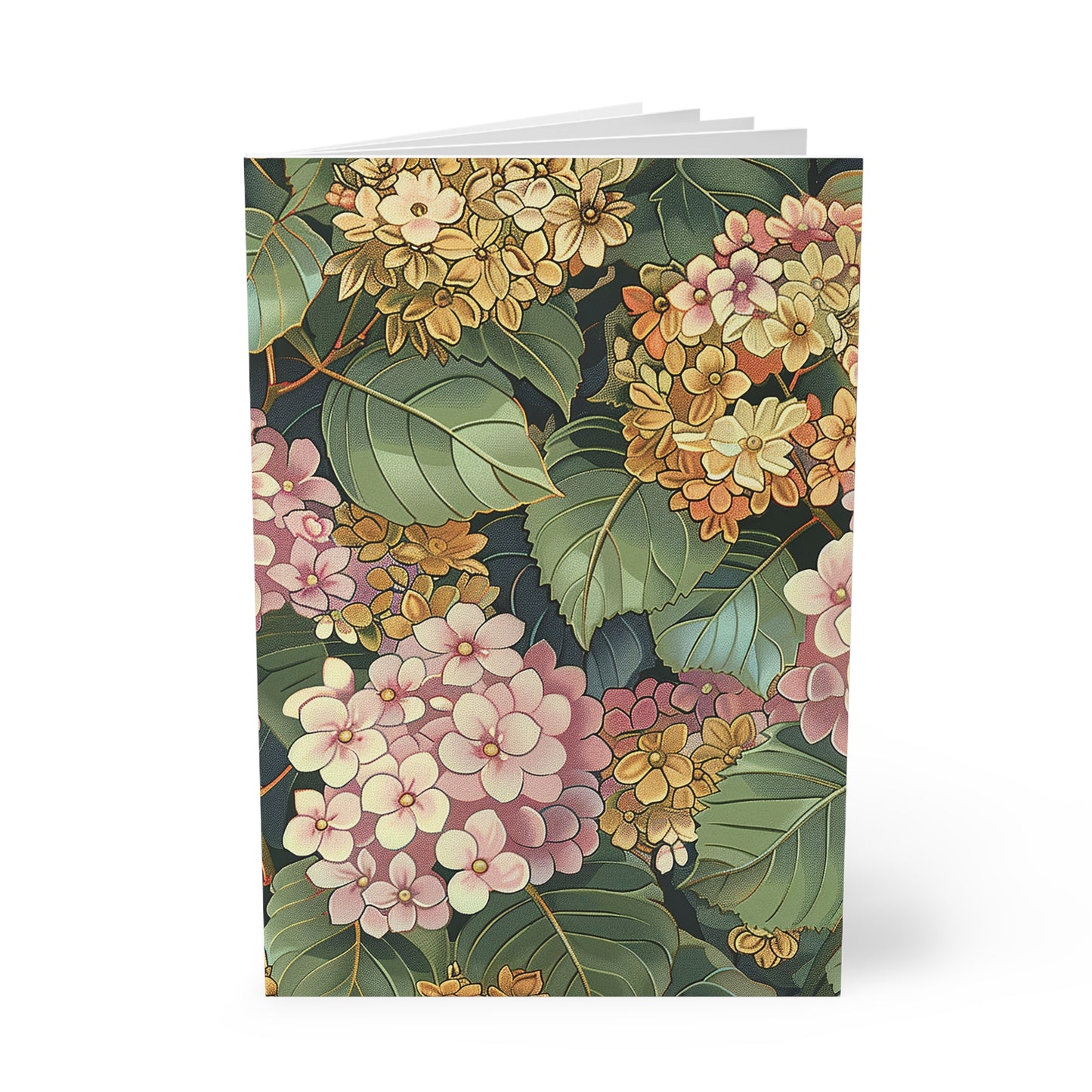 Vintage Hydrangea Softcover Notebook: A5